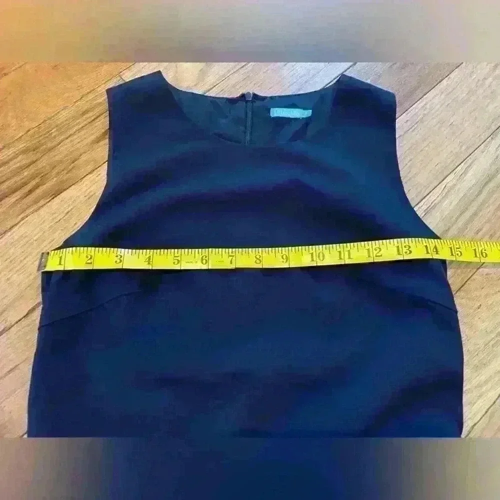 J Mclaughlin Navy Blue Scallop Hem Tiered Sleeveless Sheath Dress Women’s Size 4 - Picture 9 of 14